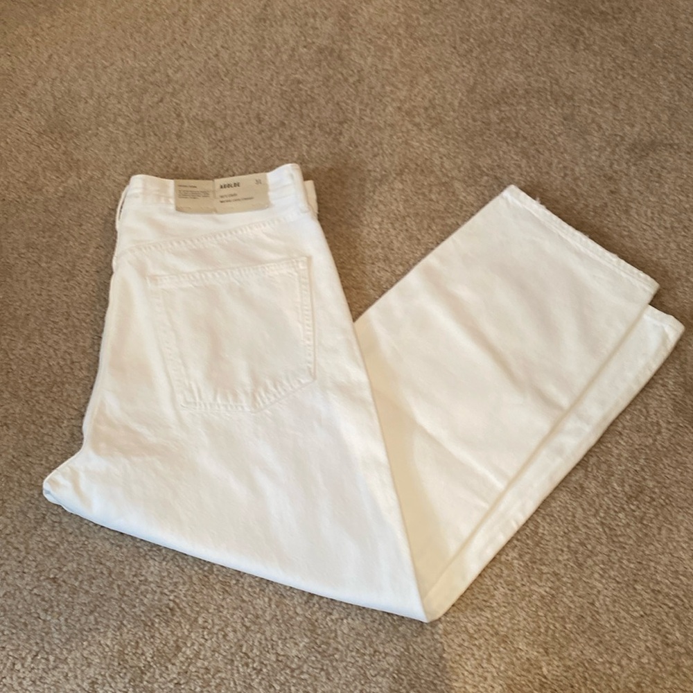 NWT Agolde 90s Crop Mid Rise Loose Straight in Salt